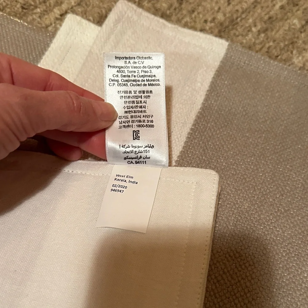 West Elm Two-Tone Woven Placemat Set 6 (or 7/8) White and Warm Grey 100% Cotton